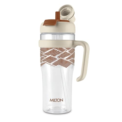 Image of MILTON Champion 900, 2-in-1 Sip or Gulp Lid Tumbler 886 ml | Tritan Plastic Water Bottle with Handle | Leak-Proof, BPA-Free | Perfect for Office, Travel, Gym Tumbler Bottle for Men and Women, Beige