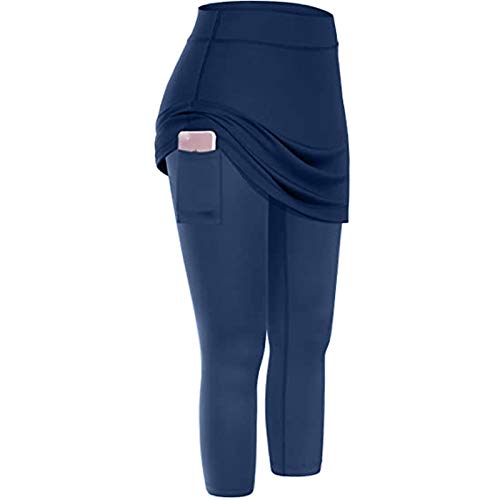 Bblulu Tennis Skirted Leggings with Pockets for Women, High Waist Capris Yoga Leggings with Skirts&Tennis Clothing