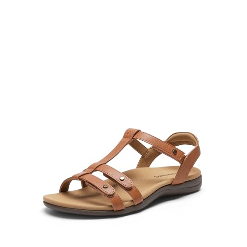 DREAM PAIRS Women's Flat Sandals with Arch Support Adjustable Strappy Comfort Walking...