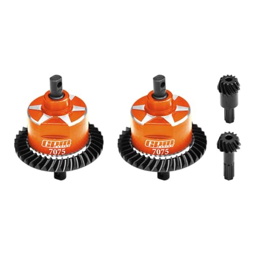 4140 Carbon Steel + 7075 Alloy Front & Rear Complete Differential for Traxxas 1:16 Mini Maxx 4WD 107154-1 / Mini XRT VXL-3S 108076-1 Monster Truck Upgrades - Orange