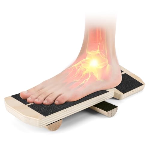 Fortalecedor de pie de tobillo para esguinces, tabla de equilibrio de tobillo, tabla de equilibrio de una sola pierna para recuperación de tobillo esguince, entrenador de equilibrio de pies de madera