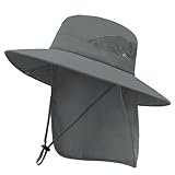 ZOORON Sun Hat for Men Women Fishing Hat with Neck Flap Wide Brim Bucket Hat UV Protection for Beach Camping Hiking