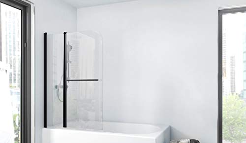 Marwell BWF285 Factory - Pared plegable para bañera, color negro mate, 100 x 140 cm