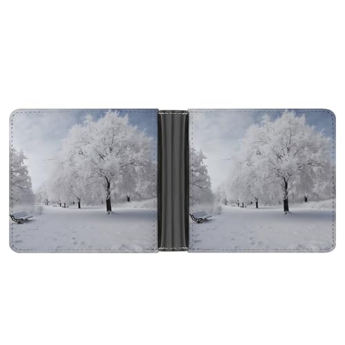 Portefeuille fin en cuir avec pince à billets blanc Arbre de Neige