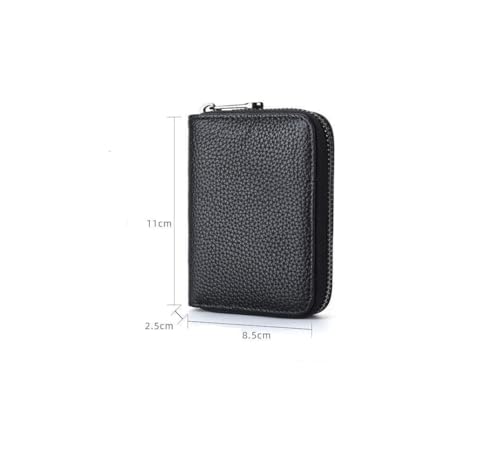 Genuine Leather Credit Card Holder, Wallet Case, Bank Card Case, RFID Blocking Secure Card Case, ID Case, Organizer Zipper Wallet 1 Pcs - Black3