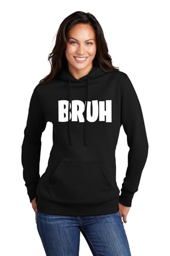 Go All Out X-Large Black Women Bruh Gamer Slang Meme Sweatshirt Hoodie