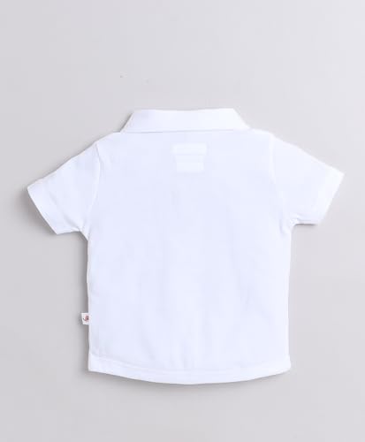 Image of BUMZEE boys Regular Fit Half Sleeves Collar Neck Cotton Shirt & Short Set With Bow Suspender & Cap