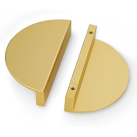 Peaha 4 Pack Half Moon Matte Gold Cabinet Pulls Brushed Brass Drawer Pull Kitchen Handles with Aluminum Alloy 3inch Hole Centers Cover