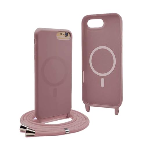 YFSYLL Magnétique Coque pour iPhone SE (2022/2020) / iPhone 8/7 avec Cordon,Compatible avec MagSafe,Coque Silicone pour Magnétique avec Réglable Collier -...