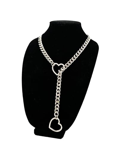 heart o-ring slip chain necklace for women handmade punk gothic cuban necklace jewelry adjustable lariat y-necklace