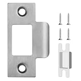 LOQRON Door T-Strike Plate, Square Corner Strike Plate with Strike Box, 201 Stainless Steel Strike Plate for Replacement, 2-3/4 inch x 1-1/35 inch, Satin Nickel