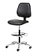 Topsit IND010201 Silla giratoria de Trabajo (Asiento y Respaldo, Piel ecológica, con pie Cromado), sintética, Negro, 40 x 43 x 100 cm