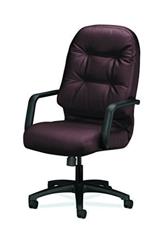 Image of HON Leather Executive Chair - Pillow-Soft Series High-Back Office Chair, Burgundy (2091SR11T)