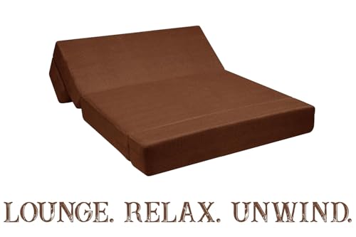 Image of Rosebell Foldable Sofa-Cum-Bed with Ottoman | 3-in-One Foldable Sofa, Lounger & Bed-4x6 Feet Two Seater- Perfect for Home & Office -Brown-Color