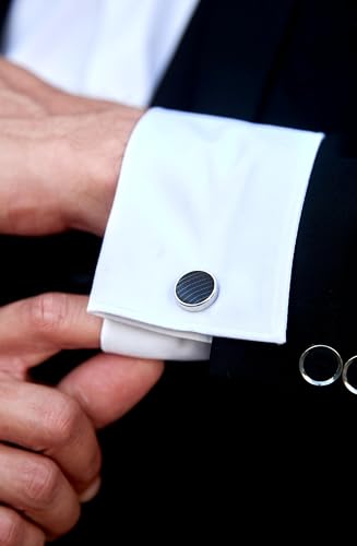 Image of HISDERN Ties for Men Stripe Plaid Tie Classic Necktie Pocket Square Cufflinks Set for Formal Wedding Business Party