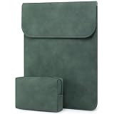 HYZUO 15-16 Inch Laptop Sleeve for MacBook Pro 16 M5/M4/M3/M2/M1 Pro/Max A3428 A3429 A3403 A3186 2026-2019, MacBook Pro 15 2015-2012, XPS 15, Faux Suede Leather Case with Accessory Bag, Midnight Green