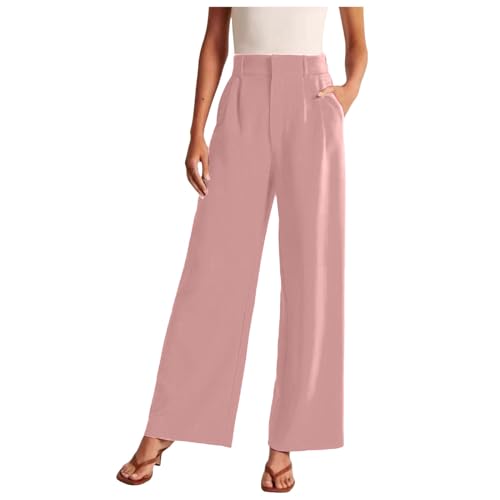 Pantalon jambes larges femme taille haute avec coupe fluide infroissable