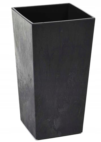 HowHomely Blumentopf Schwarz 68 x 35 x 35 cm Pflanzkübel Groß Außen - Blumenkübel mit Pflanzkübel Einsatz - Pflanzkübel Rechteckig Betonoptik für Wohnzimmer oder Garten