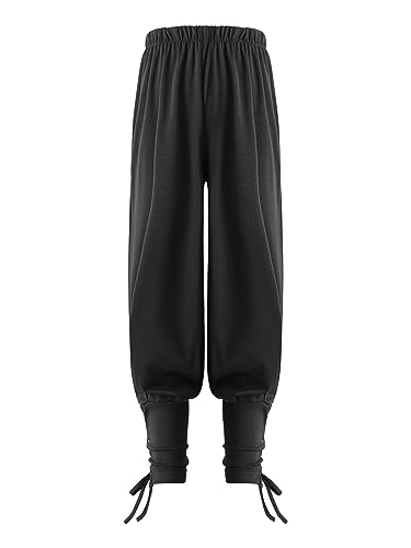 Kids Boys Medieval Renaissance Pirate Pants Elastic Waist Viking Pants Casual Ankle Banded Cuff Trousers2