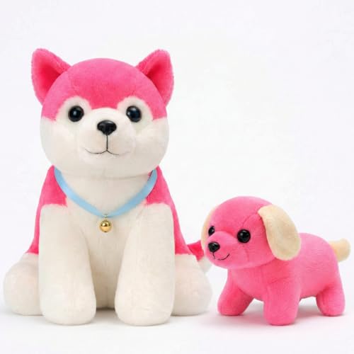 Image of Tabitha Stuffed Toys-Ultra Soft Plush Toy for Kids | Birthday Gifts for Kids and Girls | (Combo of 2 Toys 35 Cm Pink Dog & 25 Cm Pink Dog)