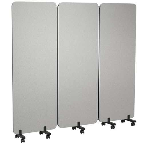 Foldable Office Partitions with Wheels Soundproof Gray