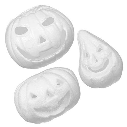 Exceart - 3 peças de artesanato de abóbora Jack-O-Lantern modelagem, poliestireno, isopor, ornamento