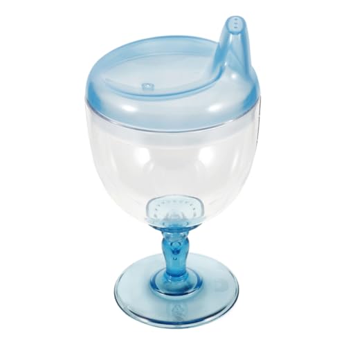 JOINPAYA 180Ml Baby Goblet Sippy Cup: Plastic Goblet Cup Wine Glass Beverage Mug Juice Feeding Bottle with Lid for Kids Birthday Party Celebration
