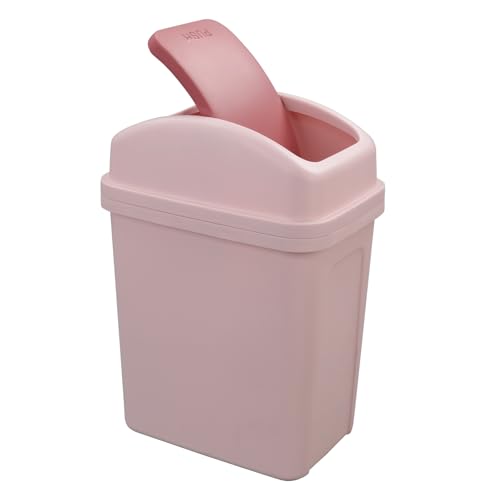 Parlynies 7 L Plastic Trash Can with Swing Lid Swing Top Garbage Bin Pink