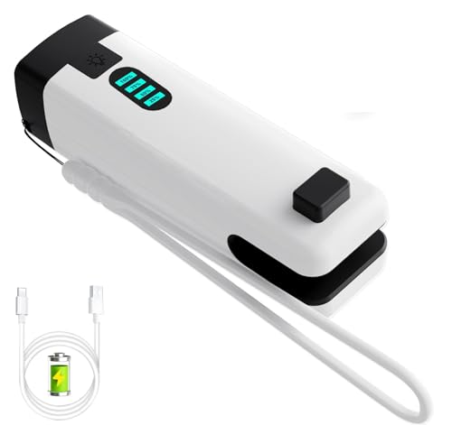 HSLGOVE 3-IN-1 Mini Bag Sealer, Rechargeable Bag Sealer Heat Seal with Cutter, Flash-light and...