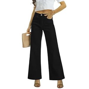 ONESO Flare Jeans for Women High Waist Wide Leg Womens Jeans Stretch Tummy Control Baggy Denim Pants Inseam 31″