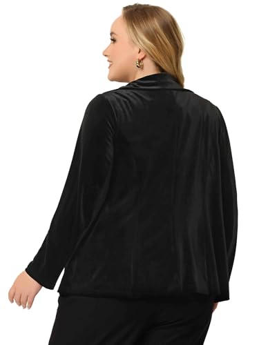 Image of Agnes Orinda Plus Size Velvet Blazers Jackets for Women Casual Lapel Suit Office Work Blazer | Soft Velvet Fabric, Notched Lapel, Button Closure, Vintage Party Style, Long Sleeve Casual Blazer Jacket