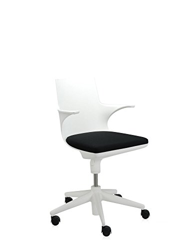 Kartell 4819/03 Spoon Chair Poltrona Girevole, Bianco/Nero