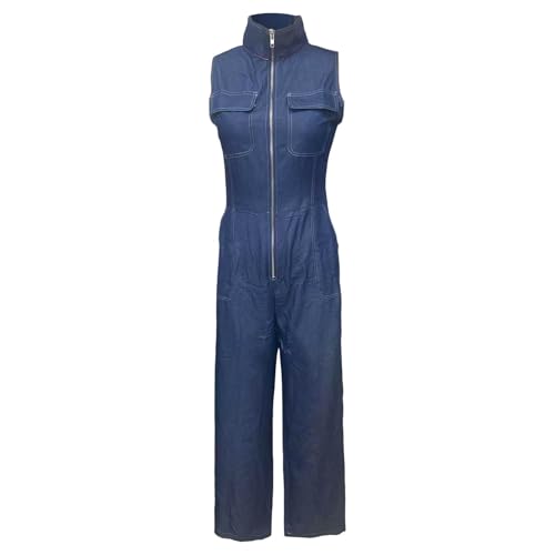 Mono vaquero largo para mujer de pernera ancha diseño elástico con botones 4