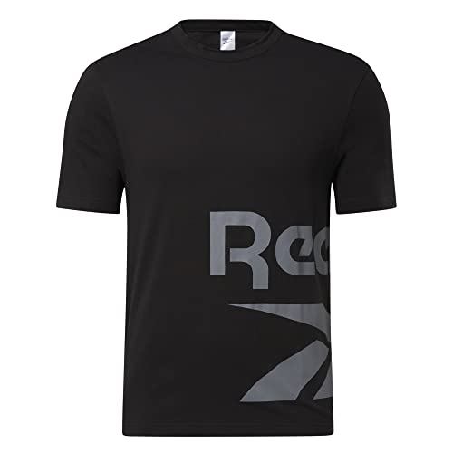 Reebok Unisex's Side Logo Vector Short Sleeve Tee T-Shirt, Black, XX-Large