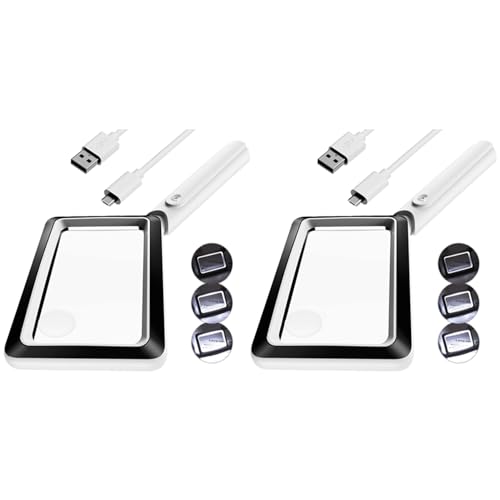 Loupe rectangulaire éclairée 4X rechargeable avec 20 LED réglables lot de 2