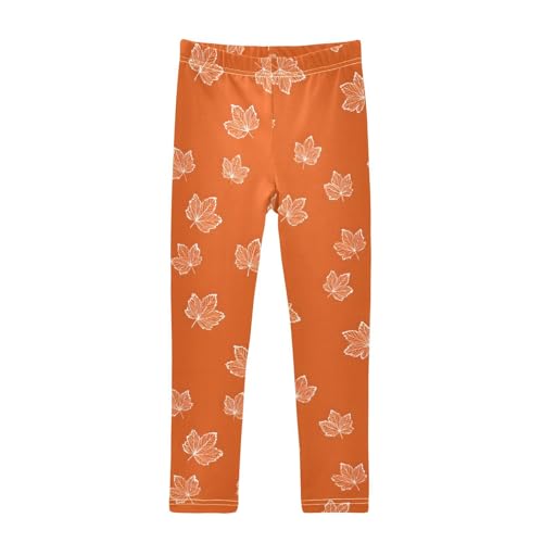 Line Maple Leaf Pattern Girls Leggings Soft Stretch Workout Yoga Dance Pants for Kids Casual Tights