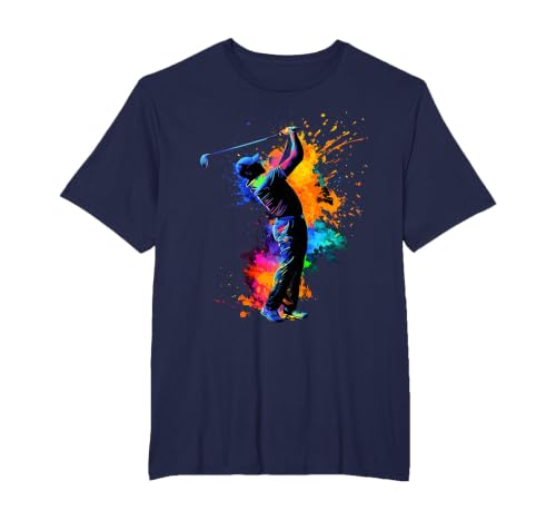 Colorful Golfer Golf Golfing T-Shirt, Men's Big and Tall, Navy Blue, 5X Tall