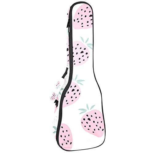 Sac de transport pour ukulélé ténor rose fraise rembourré de 60,9 cm