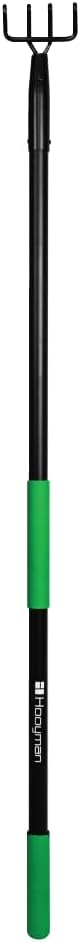 Hooyman 4-Tine Cultivator with Heavy Duty Carbon Steel Construction, No-Slip H-Grip Handles for Gardening, Land Management, Yardwork, Farming, and Outdoors