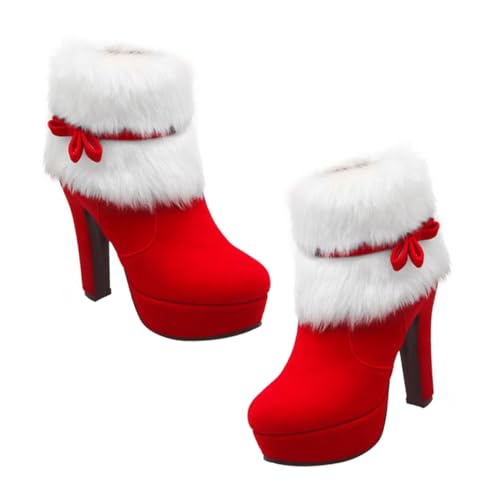 Bottines de Noël en peluche courte BESPORTBLE cadeau idéal femme