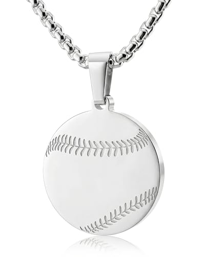 Collar cristiano para él – Collar de béisbol para hombres y mujeres, collares con colgante deportivo de atleta con versículo inspirador de la Biblia de Filipinas 4:13, cadena de caja de 24 pulgadas