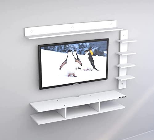 Image of Anikaa Sunray Engineered Wood Wall Mount TV Unit /TV Stand /Wall Set Top Box Stand /TV Cabinet /TV Entertainment Unit (White)(Ideal for Upto 50 inch)(D.I.Y)