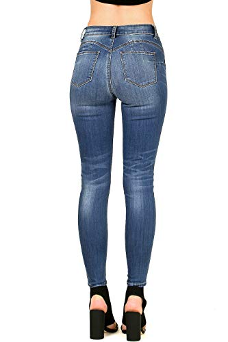 Wax Jeans Women's Juniors High Waist Light Distressing Skinny Jeans3