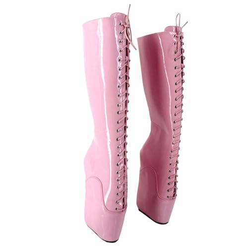 BNSHTZAC High Heels 18cm Ballet Boots Stage Performance Shoes,Pink-45