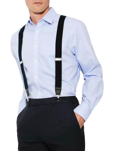 Bretelles de pantalon homme réglables au design noir et argent chic