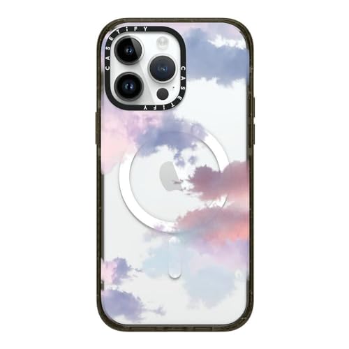 CASETiFY �C���p�N�g iPhone 14 Pro Max �P�[�X [MIL�K�i���� (4x MIL-STD-810G)/2.5m����̗����������N���A/MagSafe �ɑΉ�] - Clouds - �O���b�V�[ �u���b�N