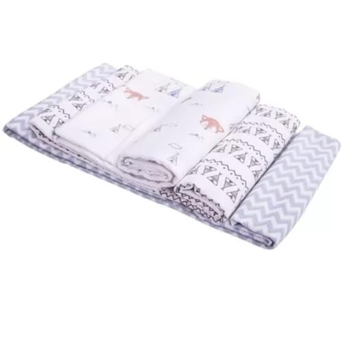 Cueiro BebêFlanelado Raposa e Ocas Tons Neutros 80x80cm 3 Unidades 100% Algodão Macio