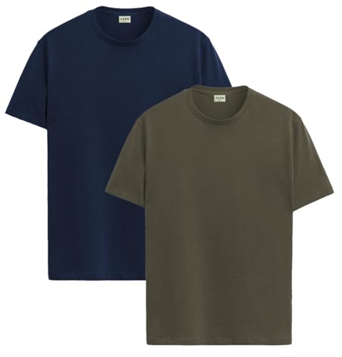 Image of ADRO Men's Cotton Regular Fit Combo Plain Solid T-Shirt Pack of 2