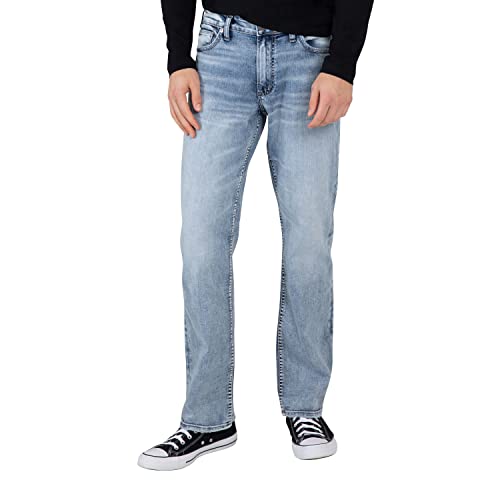 Silver Jeans Co. Men's Grayson Classic Fit Straight Leg Jeans, Medium Eco Fabric, 34W x 32L