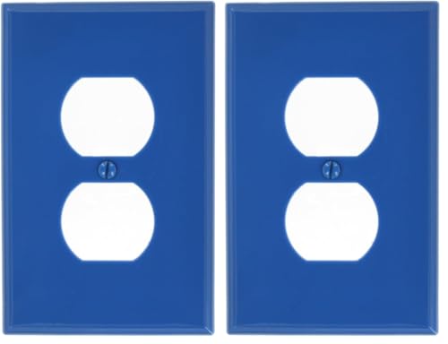 Image of Leviton PJ8-BU 1-Gang, 1-Duplex, Midway Nylon Wallplate, Midway Size, Blue, 2 Pack